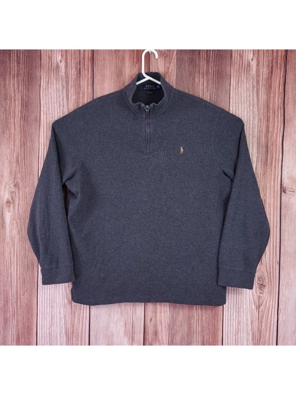 Polo Ralph Lauren Estate Rib Mens XL 1/4 Zip Pullover Sweater Cotton Gray